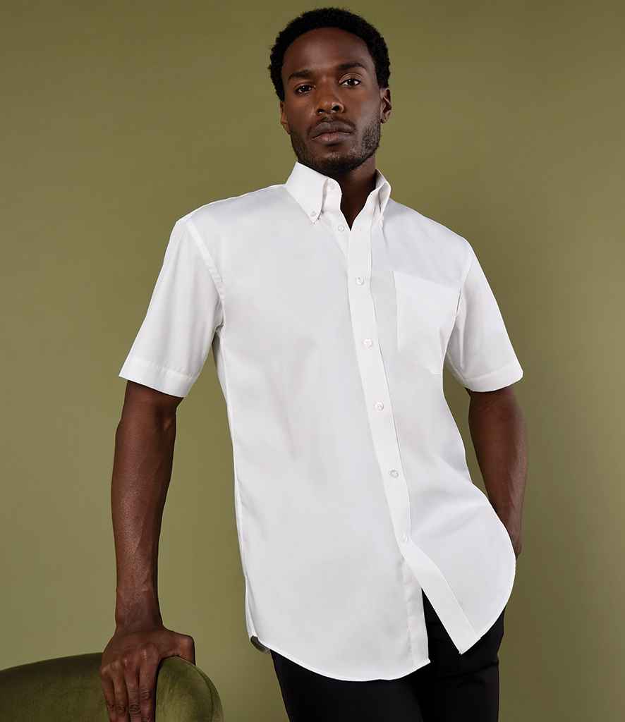 Kustom Kit Premium Short Sleeve Classic Fit Oxford Shirt K109 - K109 White Model