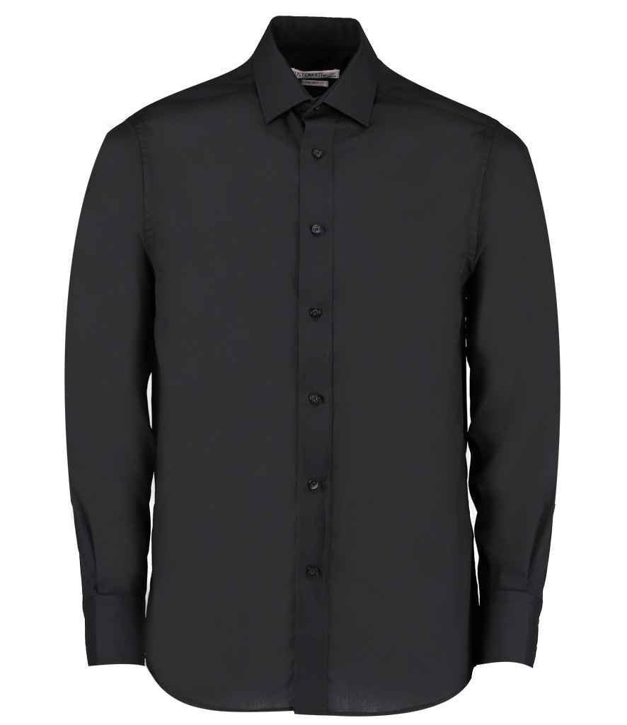 Kustom Kit Long Sleeve Tailored Business Shirt K131 - Black
