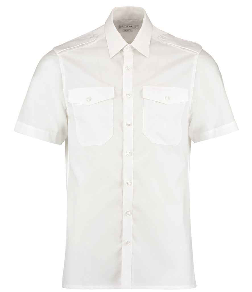 Kustom Kit Short Sleeve Tailored Pilot Shirt K133 - White