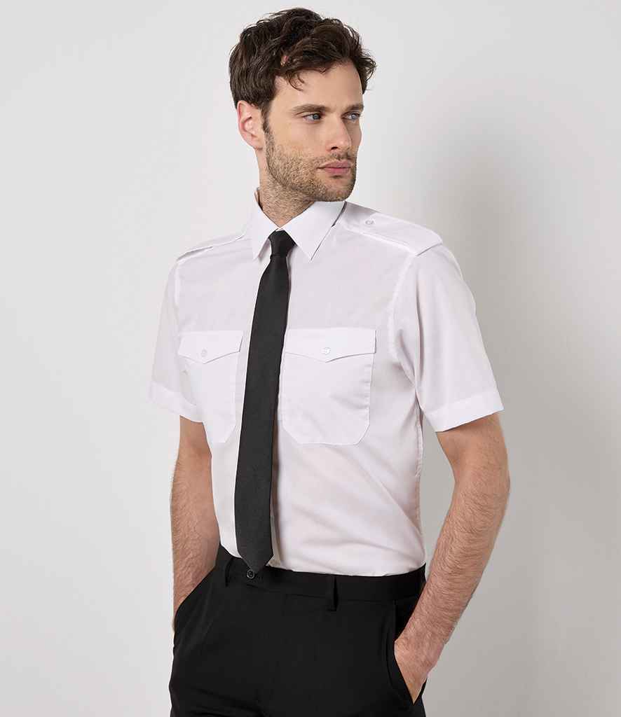Kustom Kit Short Sleeve Tailored Pilot Shirt K133 - K133 White Model