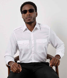 Kustom Kit Long Sleeve Tailored Pilot Shirt K134 - K134 White Model