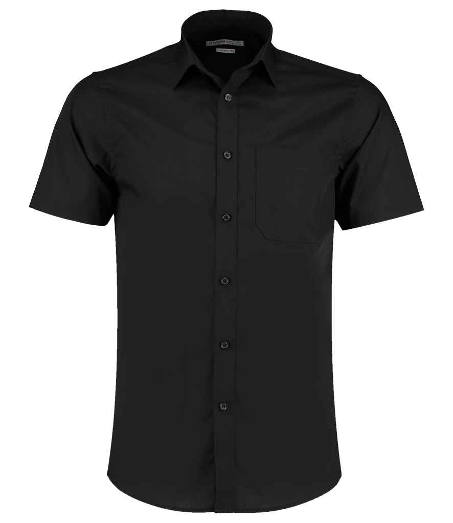 Kustom Kit Short Sleeve Tailored Poplin Shirt K141 - Black