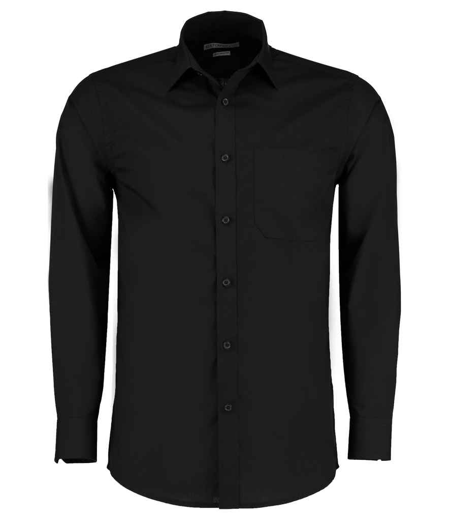 Kustom Kit Long Sleeve Tailored Poplin Shirt K142 - Black