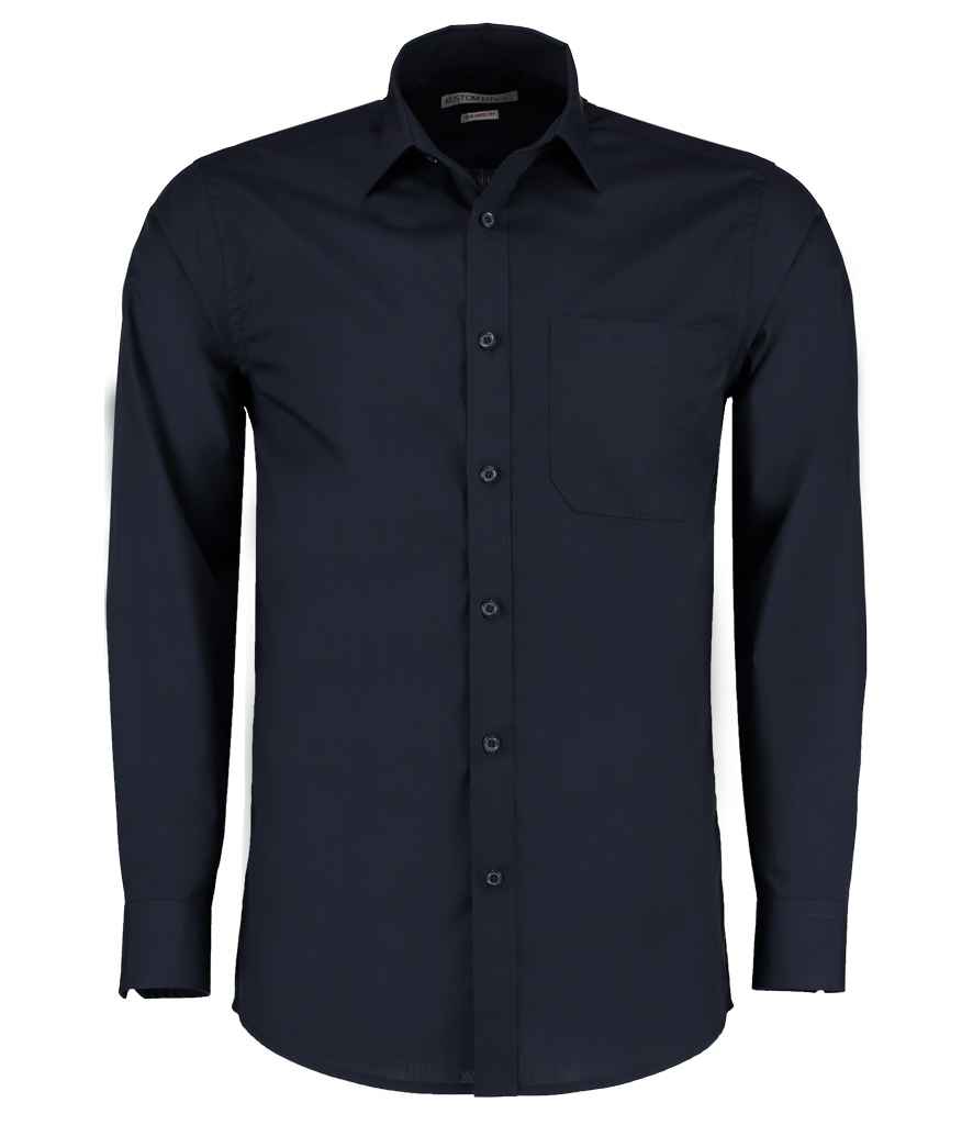 Kustom Kit Long Sleeve Tailored Poplin Shirt K142 - Dark Navy