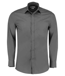Kustom Kit Long Sleeve Tailored Poplin Shirt K142 - Graphite Grey