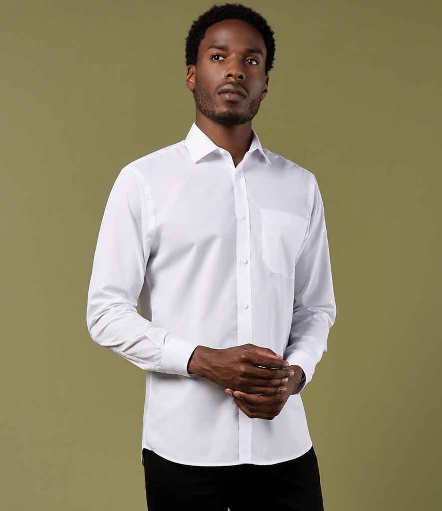 Kustom Kit Long Sleeve Tailored Poplin Shirt K142 - K142 White Model