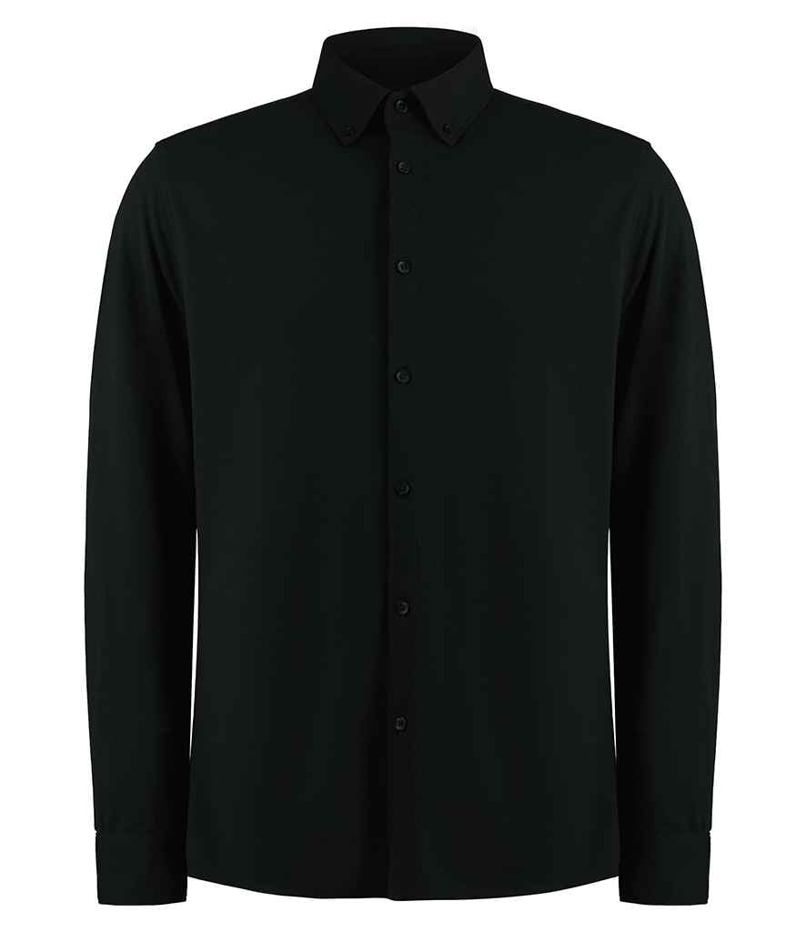 Kustom Kit Long Sleeve Superwash® 60°C Piqué Shirt K143 - Black