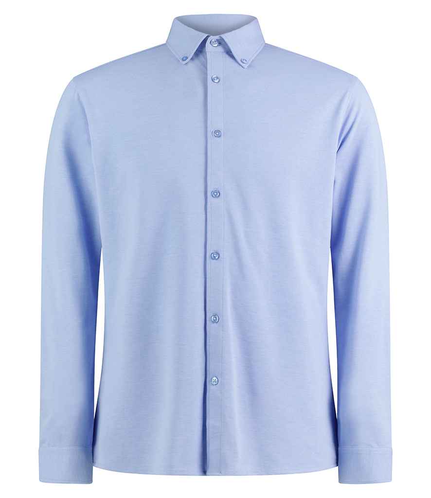 Kustom Kit Long Sleeve Superwash® 60°C Piqué Shirt K143 - Light Heather Blue