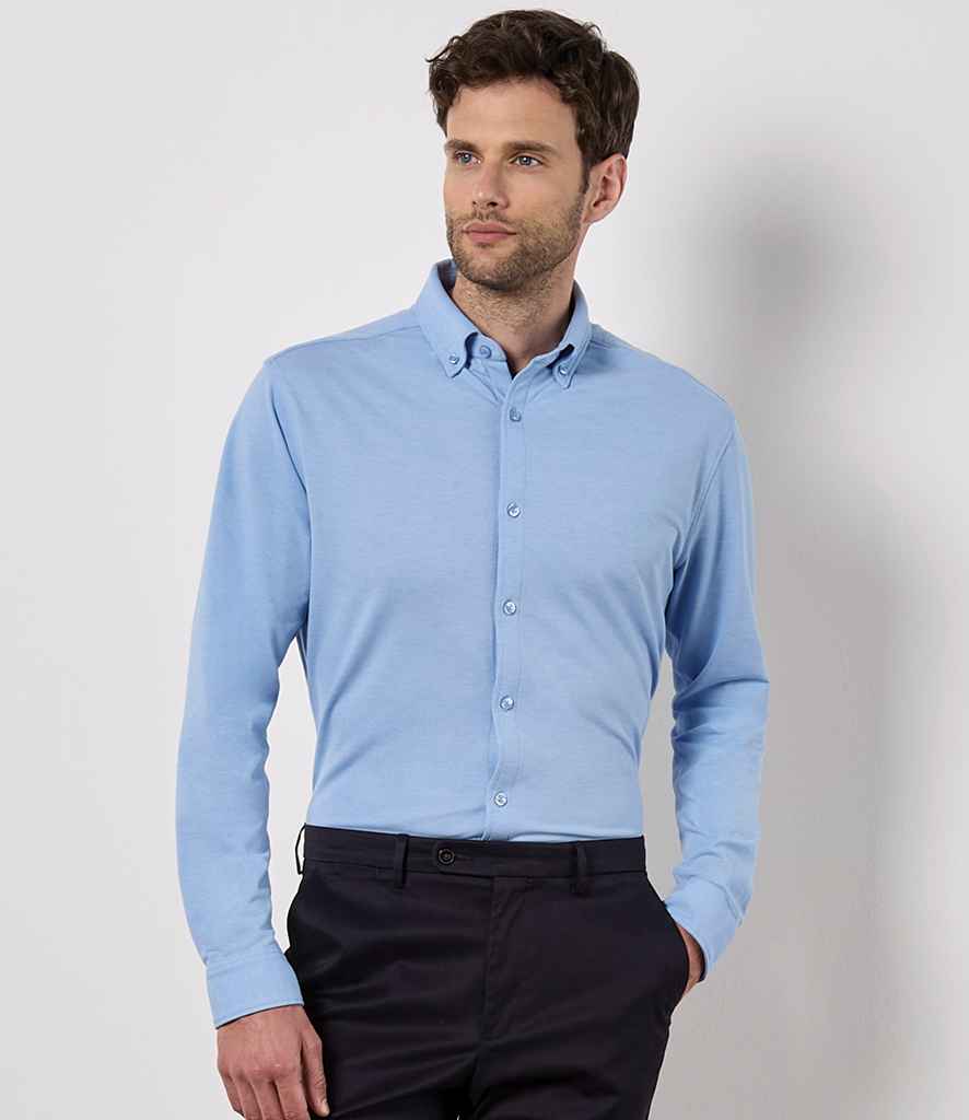 Kustom Kit Long Sleeve Superwash® 60°C Piqué Shirt K143 - K143 Light Heather Blue Model