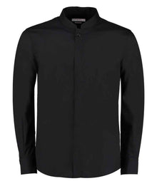 Kustom Kit Long Sleeve Tailored Mandarin Collar Shirt K161 - Black