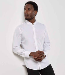 Kustom Kit Long Sleeve Tailored Mandarin Collar Shirt K161 - K161 White Model