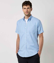 Kustom Kit Short Sleeve Slim Fit Oxford Shirt K183 - K183 Light Blue Model