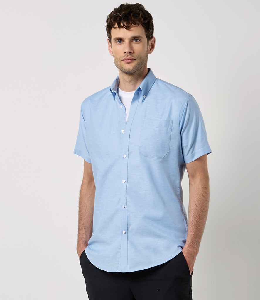 Kustom Kit Short Sleeve Slim Fit Oxford Shirt K183 - K183 Light Blue Model