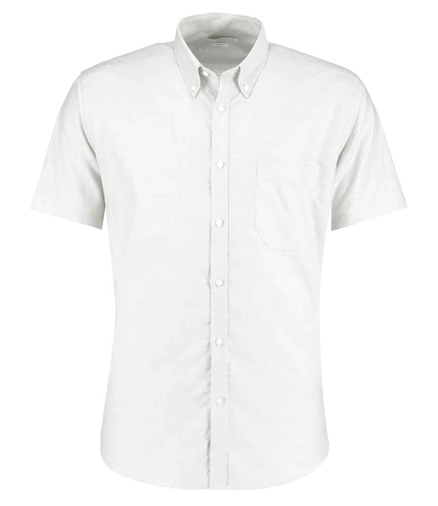 Kustom Kit Short Sleeve Slim Fit Oxford Shirt K183 - White