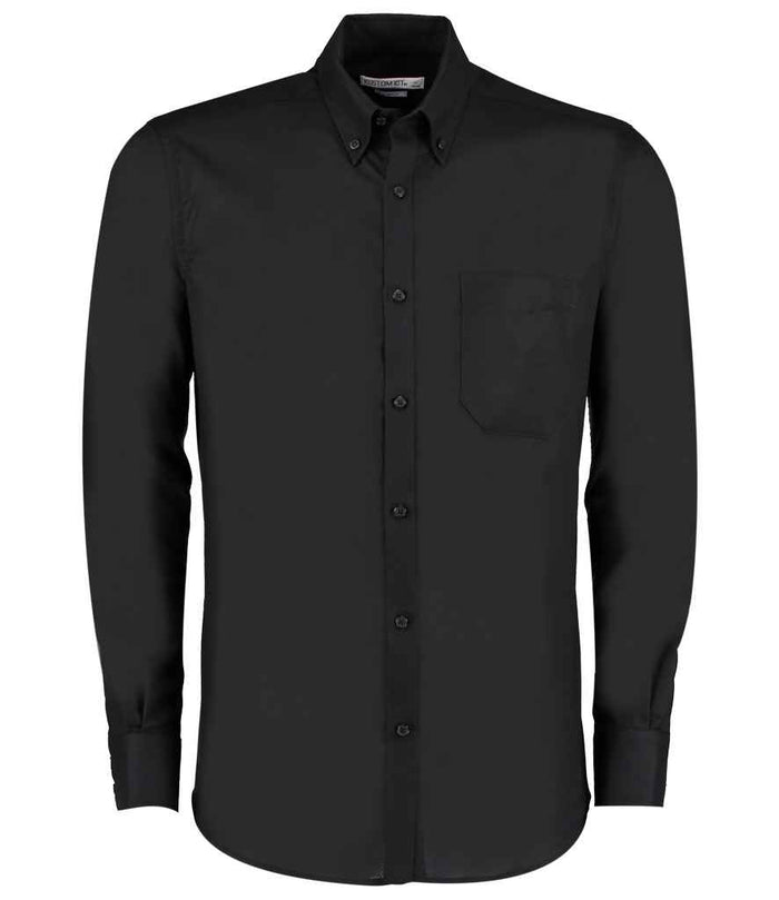 Kustom Kit Long Sleeve Slim Fit Workwear Oxford Shirt K184 - Black