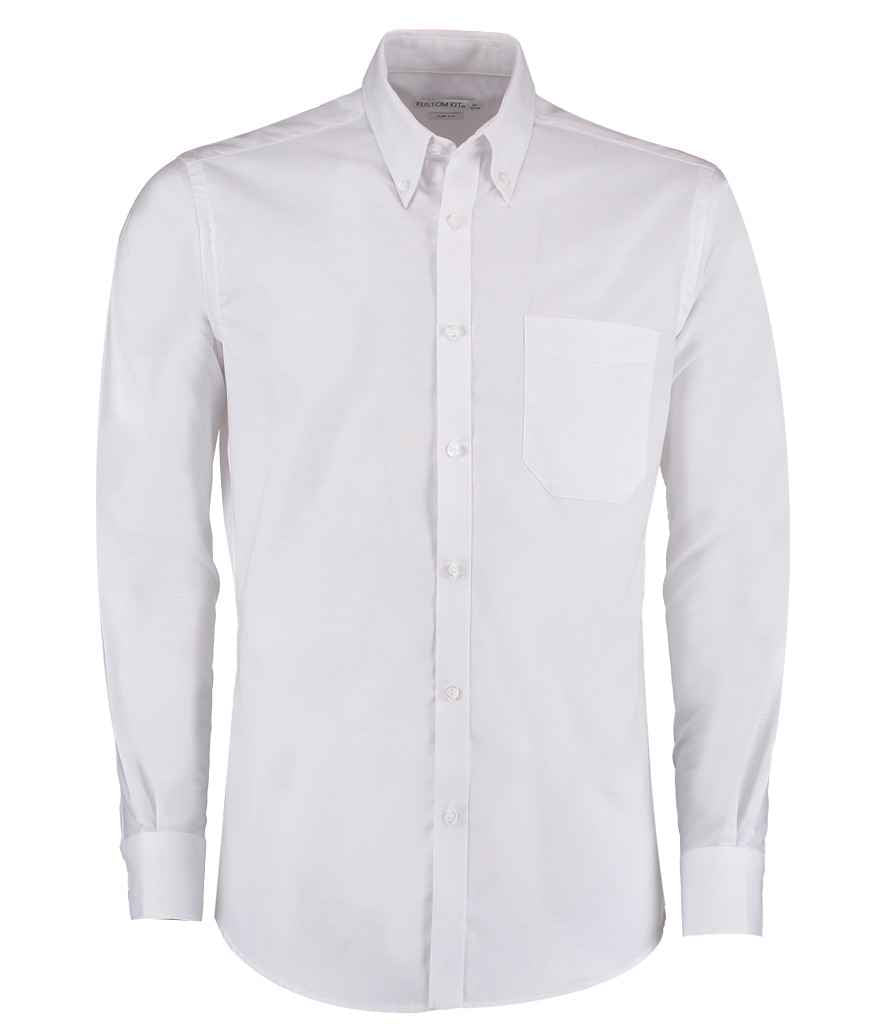 Kustom Kit Long Sleeve Slim Fit Workwear Oxford Shirt K184 - White
