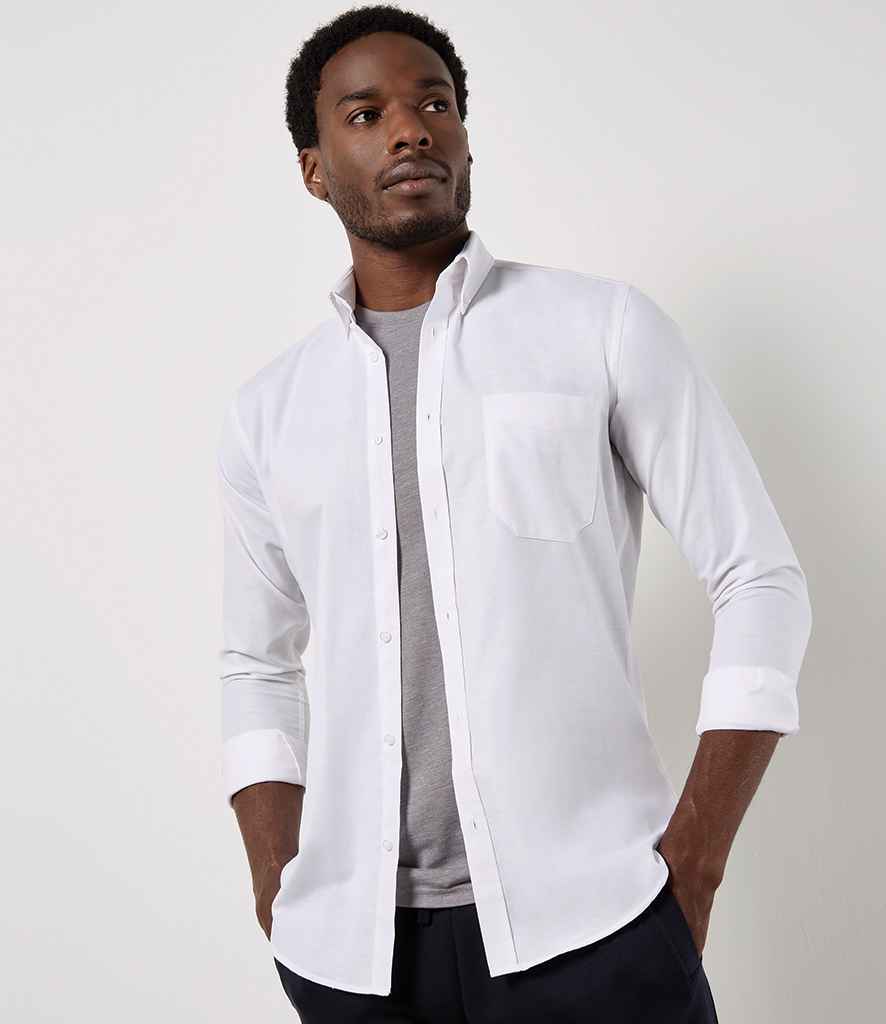 Kustom Kit Long Sleeve Slim Fit Workwear Oxford Shirt K184 - K184 White Model