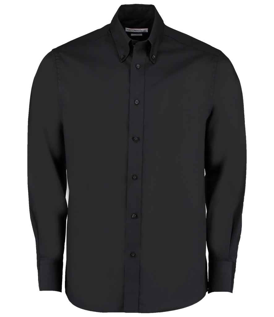 Kustom Kit Premium Long Sleeve Tailored Oxford Shirt K188 - Black