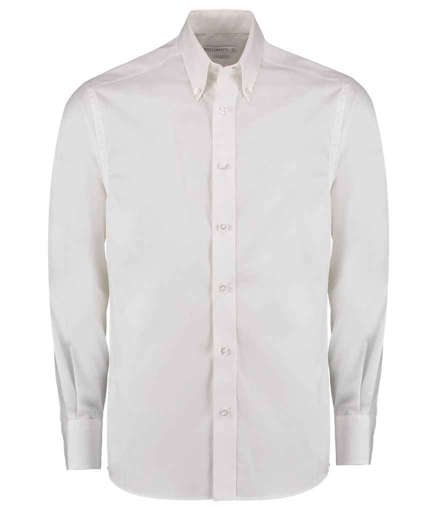 Kustom Kit Premium Long Sleeve Tailored Oxford Shirt K188 - White