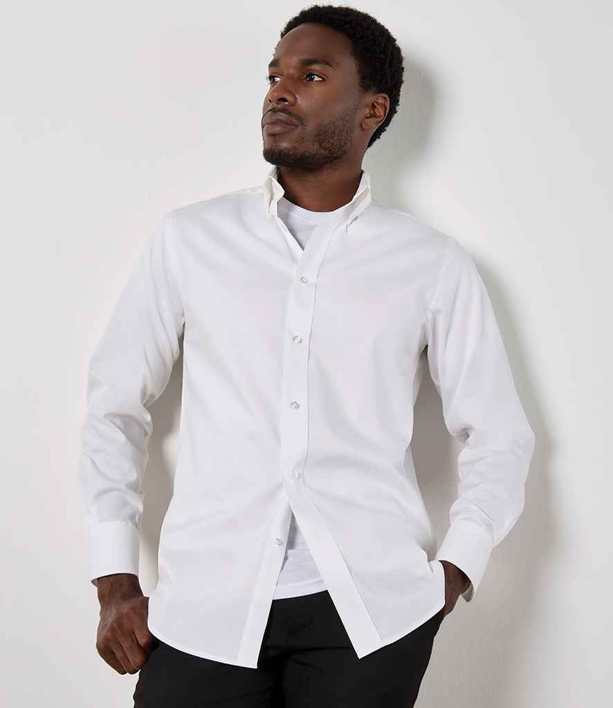 Kustom Kit Premium Long Sleeve Tailored Oxford Shirt K188 - K188 White Model