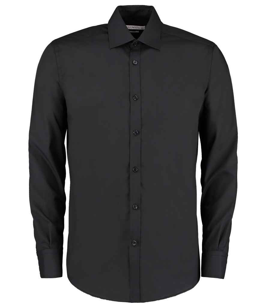 Kustom Kit Long Sleeve Slim Fit Business Shirt K192 - Black