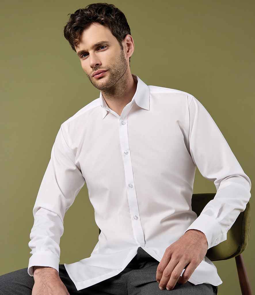 Kustom Kit Long Sleeve Slim Fit Business Shirt K192 - K192 White Model