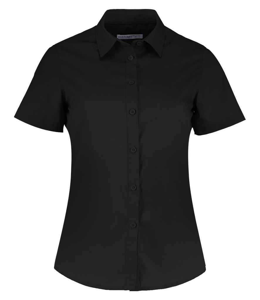 Kustom Kit Ladies Short Sleeve Tailored Poplin Shirt K241 - Black