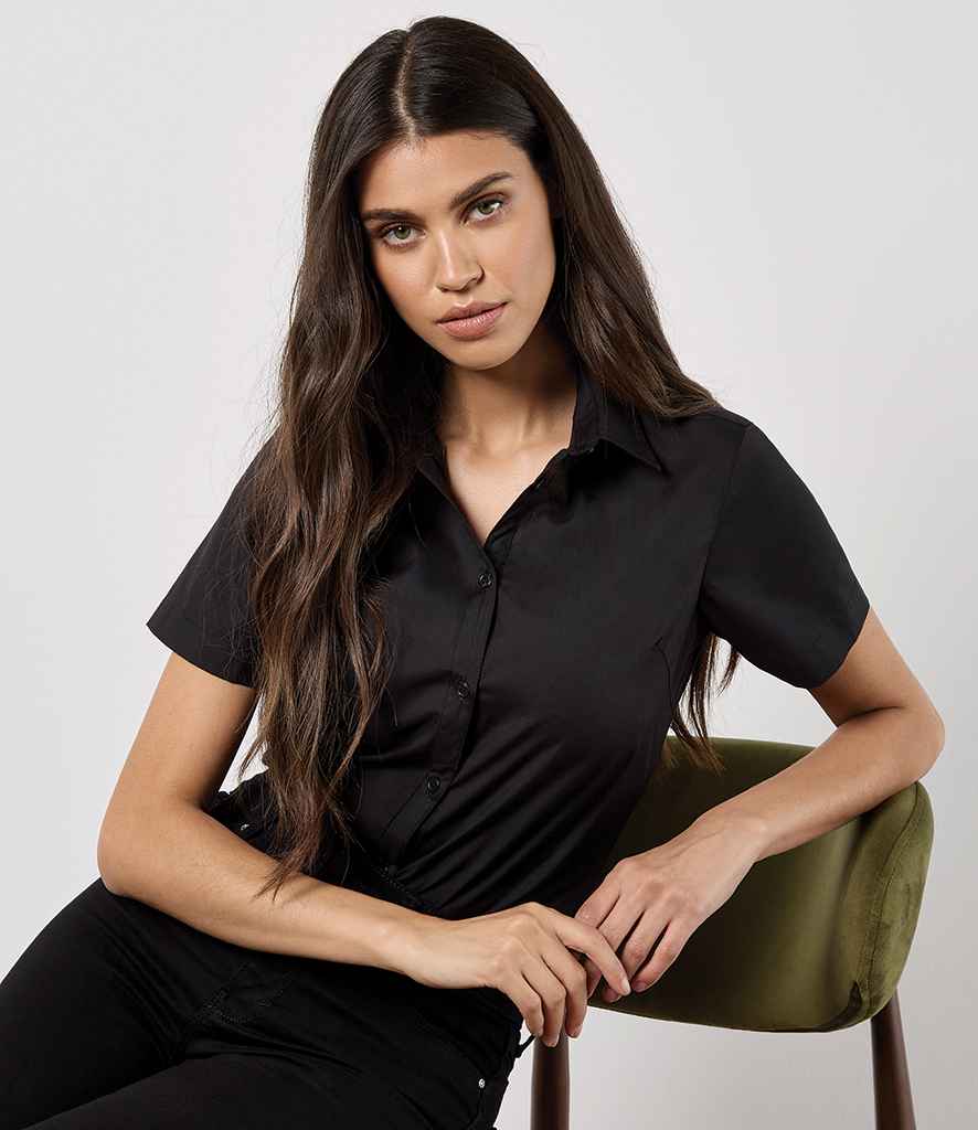 Kustom Kit Ladies Short Sleeve Tailored Poplin Shirt K241 - K241 Black Model
