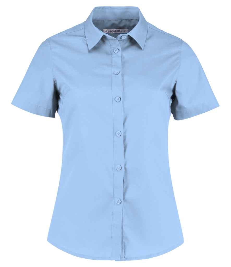 Kustom Kit Ladies Short Sleeve Tailored Poplin Shirt K241 - Light Blue