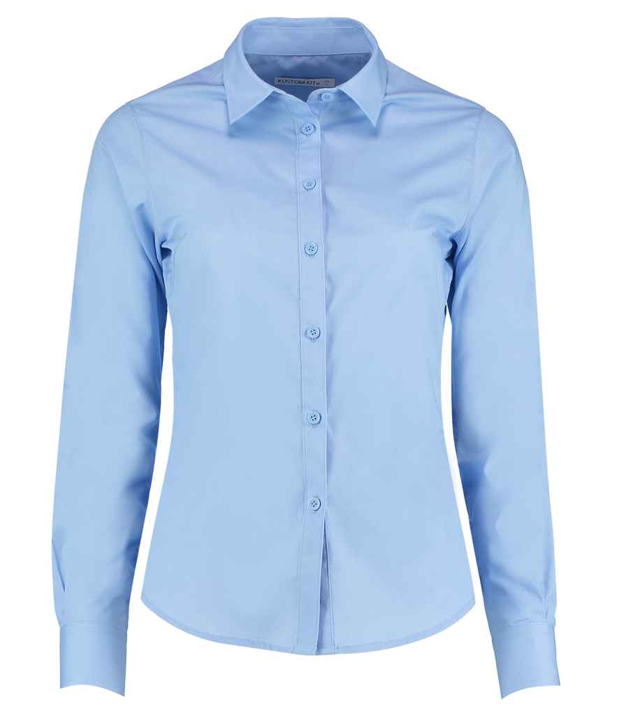 Kustom Kit Ladies Long Sleeve Tailored Poplin Shirt K242 - Light Blue