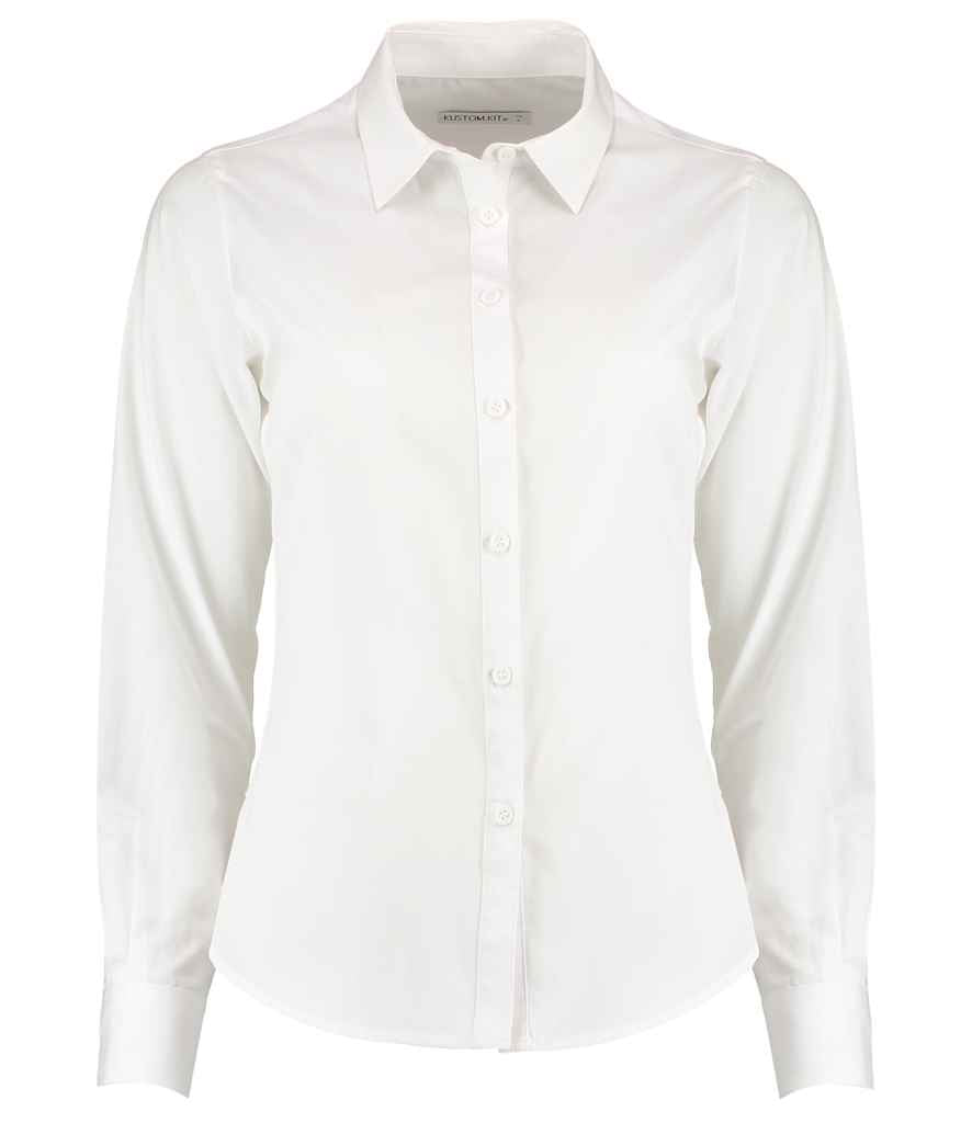 Kustom Kit Ladies Long Sleeve Tailored Poplin Shirt K242 - White