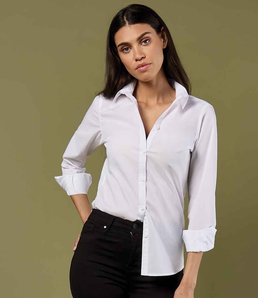 Kustom Kit Ladies Long Sleeve Tailored Poplin Shirt K242 - K242 White Model