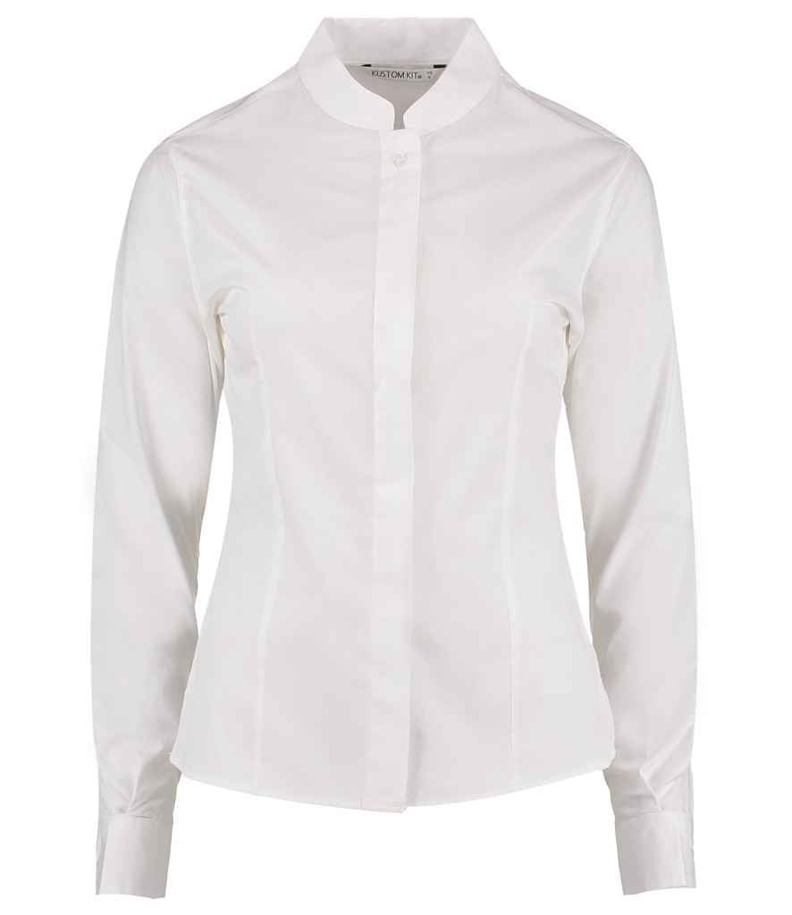 Kustom Kit Ladies Long Sleeve Tailored Mandarin Collar Shirt K261 - White