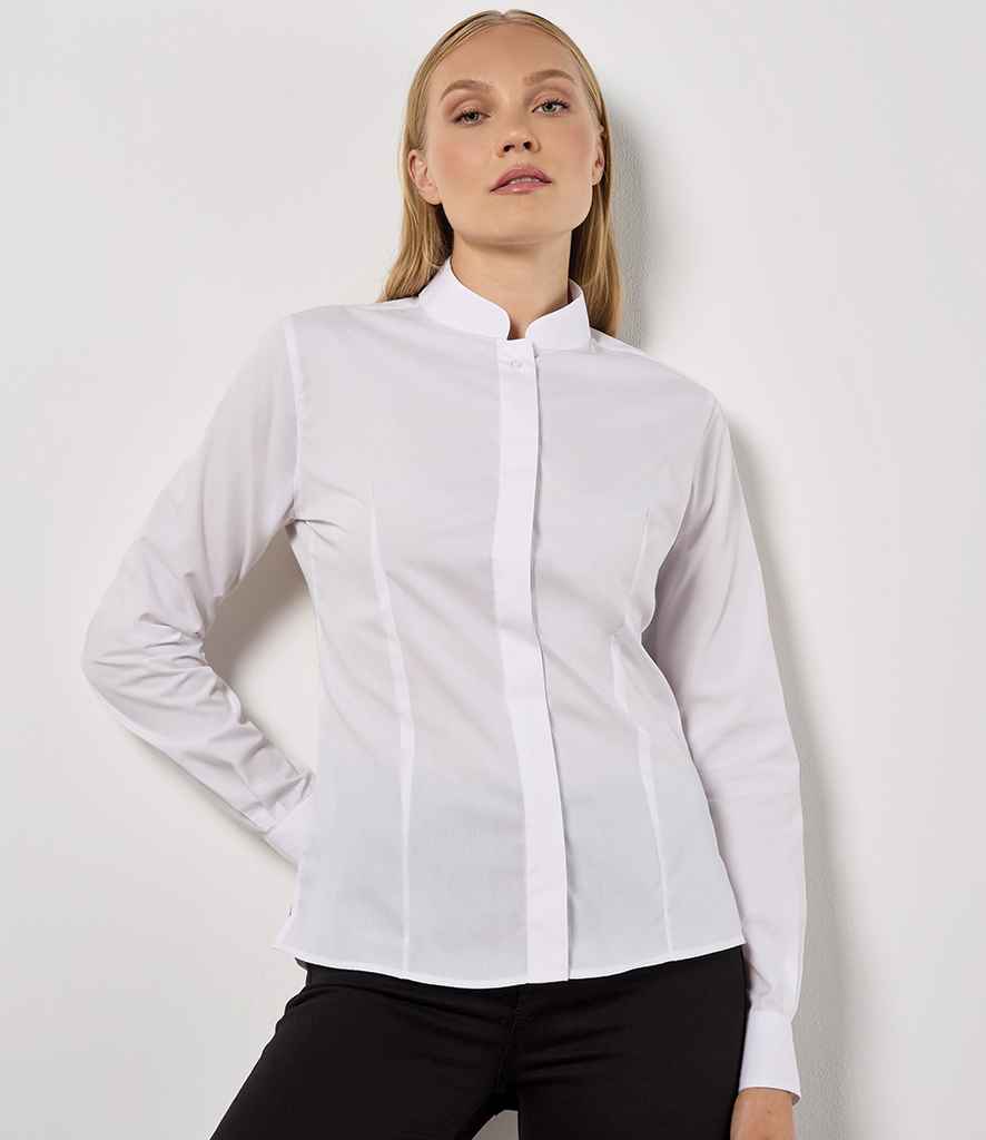 Kustom Kit Ladies Long Sleeve Tailored Mandarin Collar Shirt K261 - K261 White Model