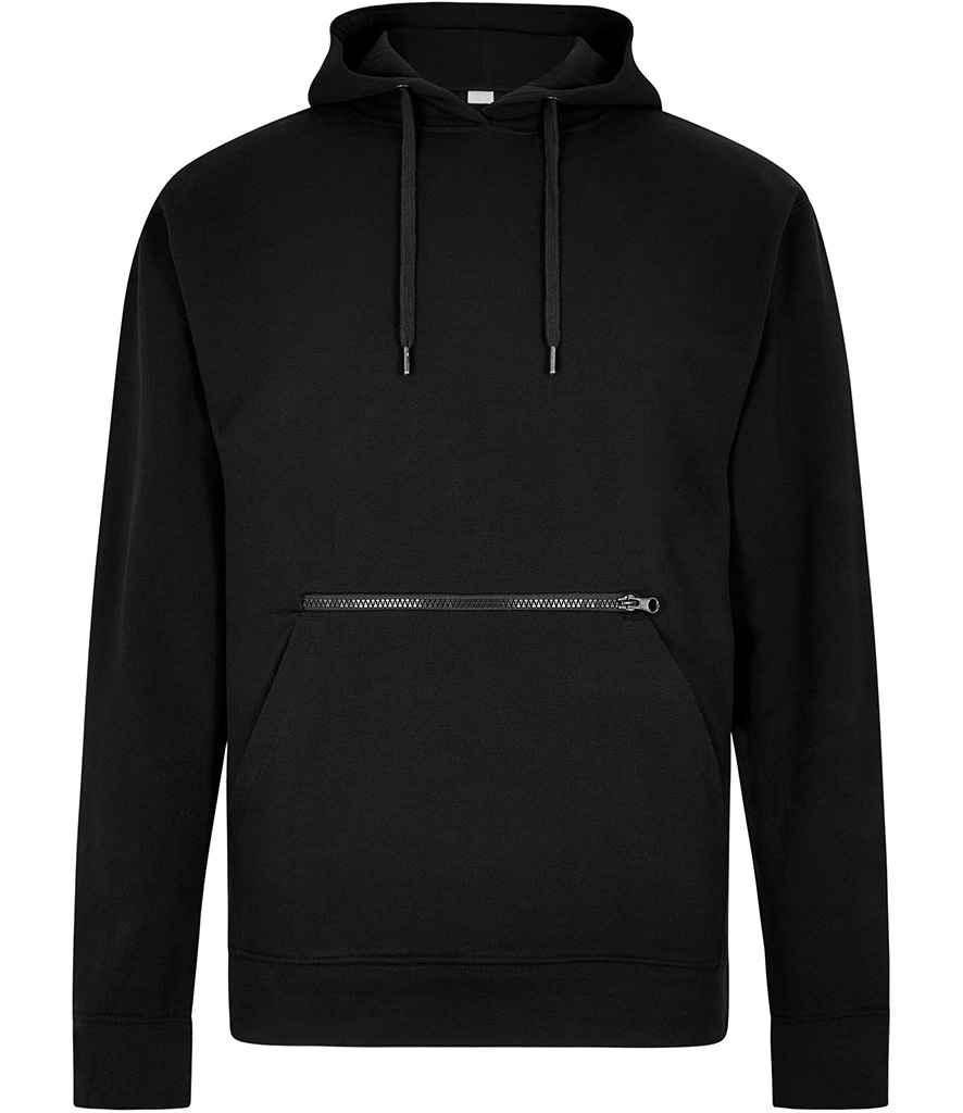 Kustom Kit Regular Fit Piqué Zipped Pocket Hoodie K338 - Black