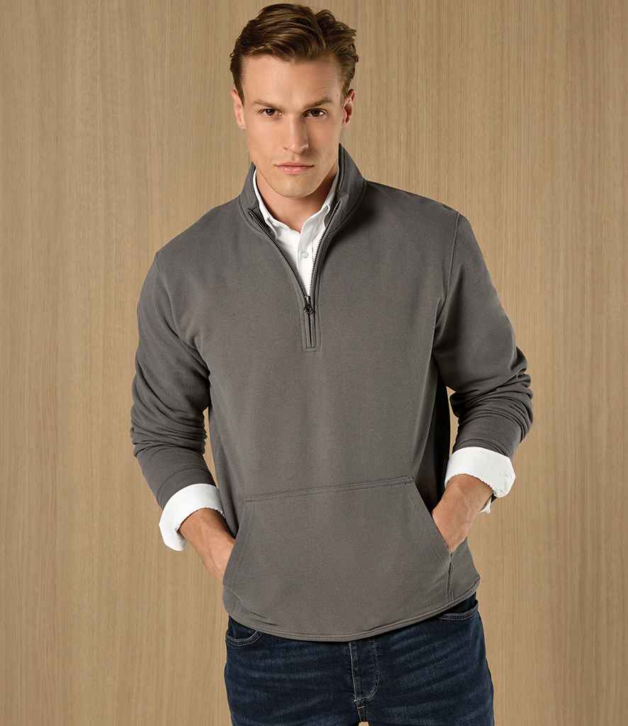 Kustom Kit Regular Fit 1/4 Zip Piqué Sweatshirt K339 - K339 Dark Grey Model
