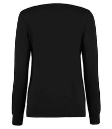 Kustom Kit Ladies Arundel Cotton Acrylic V Neck Sweater K353 - K353 Black Back