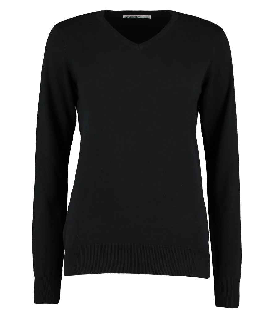 Kustom Kit Ladies Arundel Cotton Acrylic V Neck Sweater K353 - Black