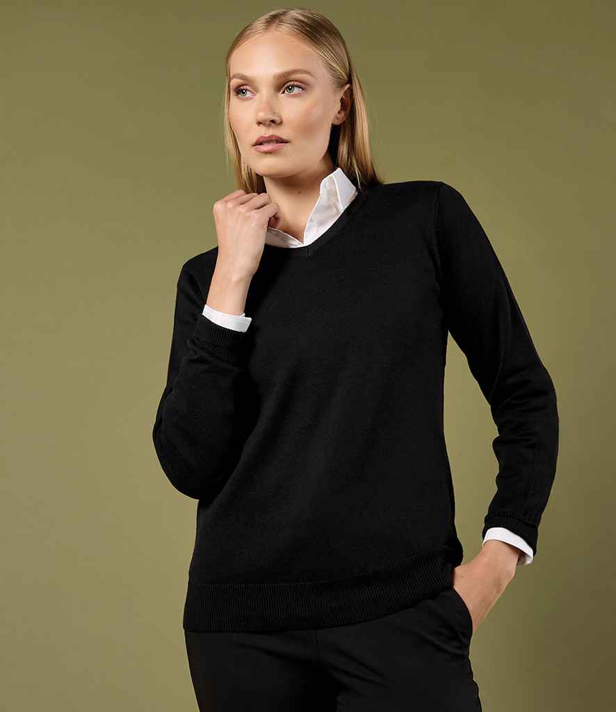 Kustom Kit Ladies Arundel Cotton Acrylic V Neck Sweater K353 - K353 Black Model