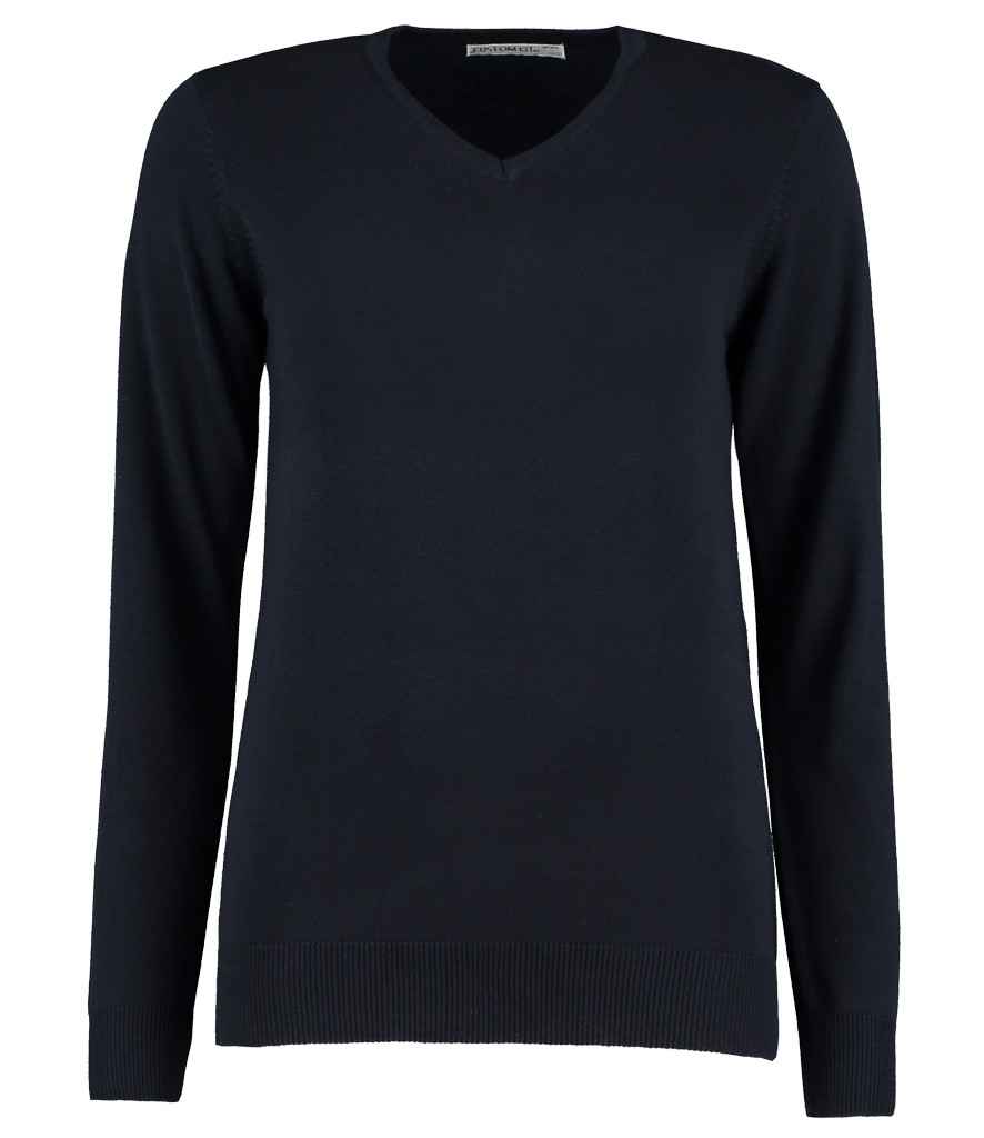 Kustom Kit Ladies Arundel Cotton Acrylic V Neck Sweater K353 - Navy