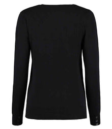 Kustom Kit Ladies Arundel Cotton Acrylic V Neck Cardigan K354 - K354 Black Back