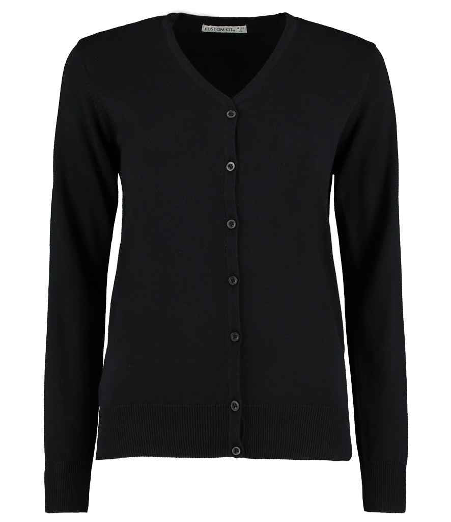 Kustom Kit Ladies Arundel Cotton Acrylic V Neck Cardigan K354 - Black