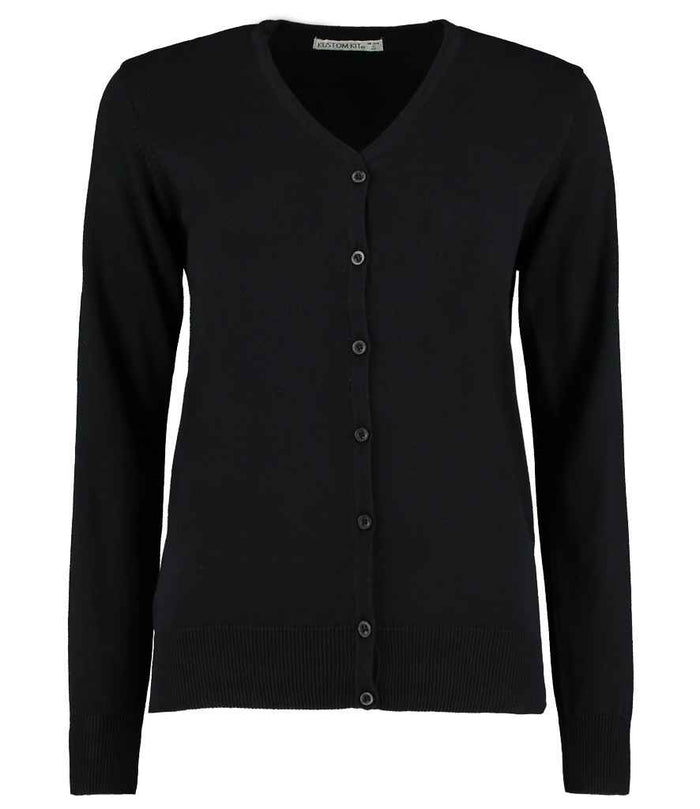 Kustom Kit Ladies Arundel Cotton Acrylic V Neck Cardigan K354 - Black