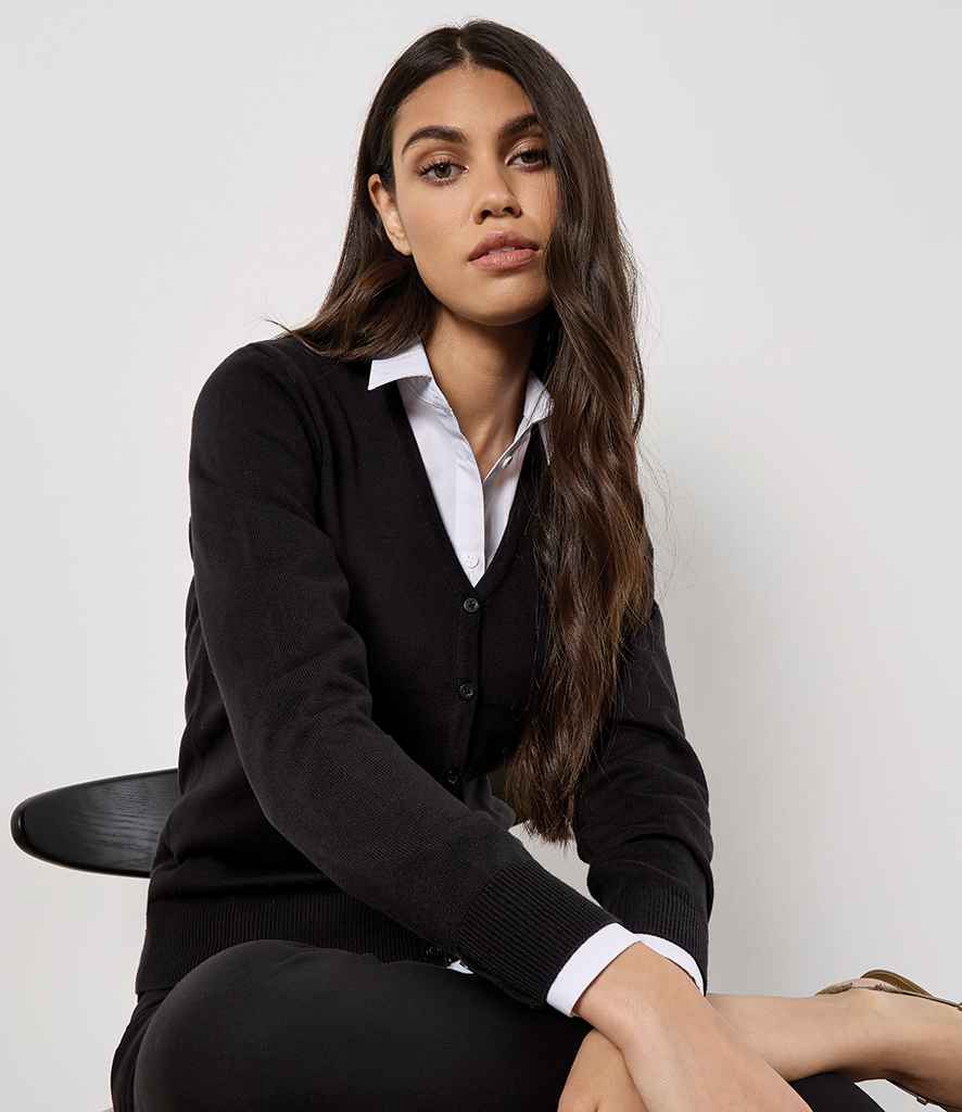Kustom Kit Ladies Arundel Cotton Acrylic V Neck Cardigan K354 - K354 Black Model