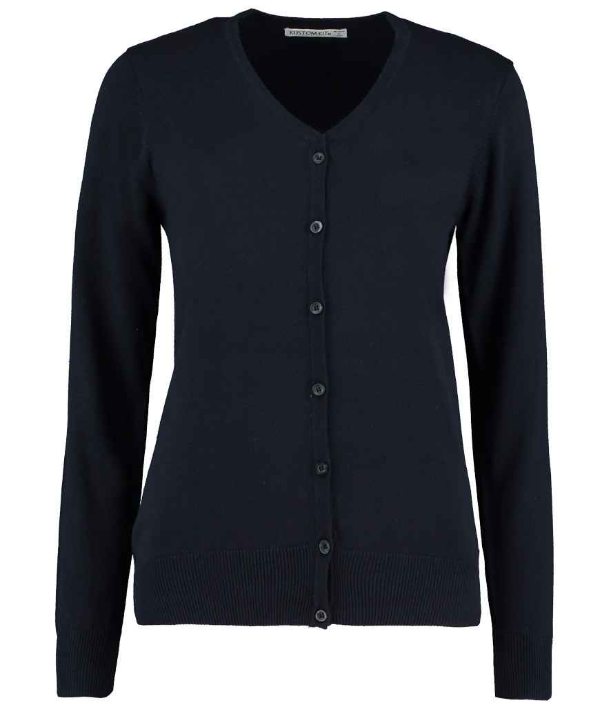 Kustom Kit Ladies Arundel Cotton Acrylic V Neck Cardigan K354 - Navy