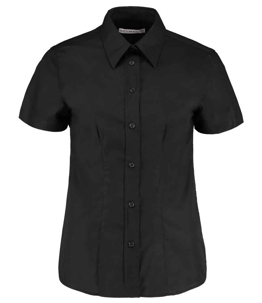 Kustom Kit Ladies Short Sleeve Tailored Workwear Oxford Shirt K360 - Black