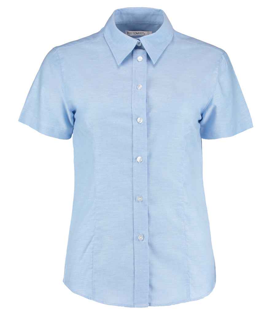 Kustom Kit Ladies Short Sleeve Tailored Workwear Oxford Shirt K360 - Light Blue