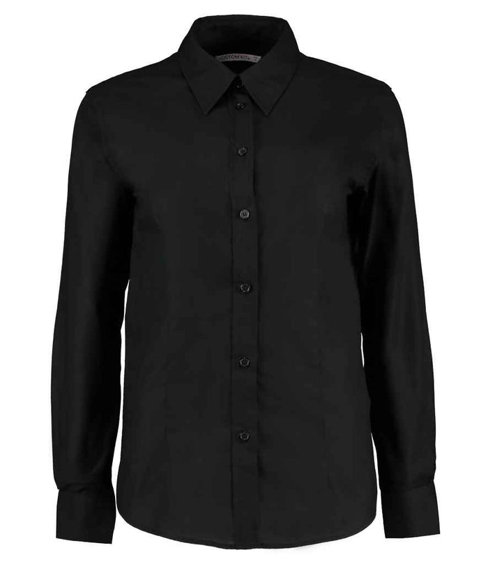 Kustom Kit Ladies Long Sleeve Tailored Workwear Oxford Shirt K361 - Black