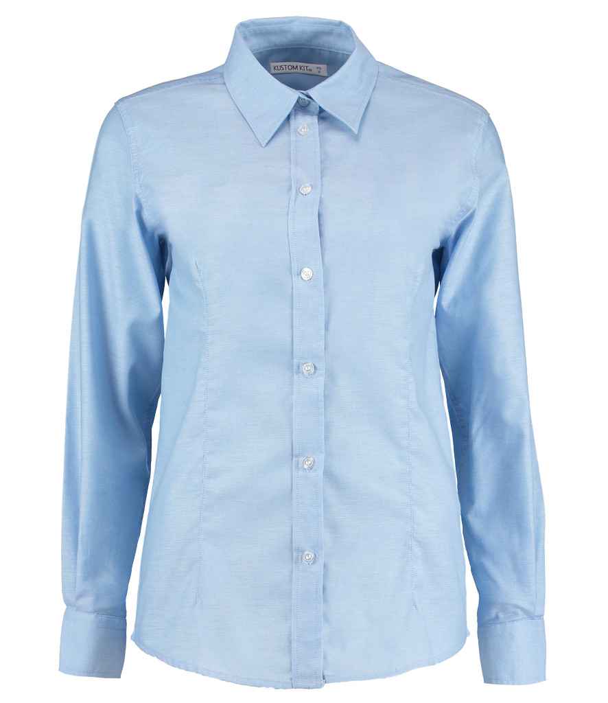 Kustom Kit Ladies Long Sleeve Tailored Workwear Oxford Shirt K361 - Light Blue