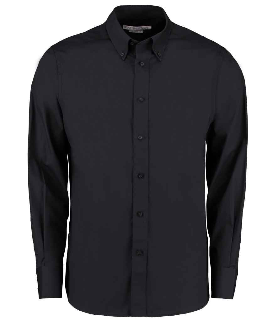 Kustom Kit Long Sleeve Tailored City Business Shirt K386 - Black
